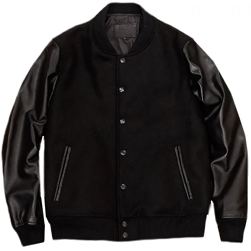 New arrival women's fashion genuine sheepskin leather with woolen cashmere patchwork short coat jackets black big oversized xxl