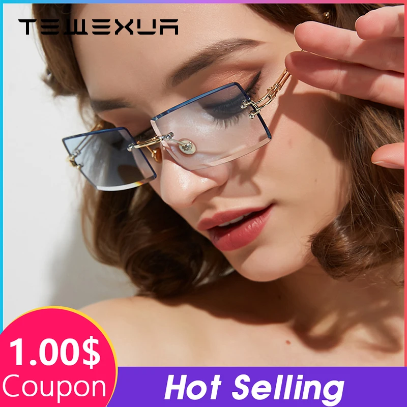 Женские прямоугольные солнцезащитные очки TEWEXUA квадратные без оправы Летний