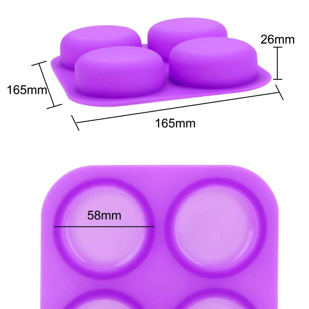 

HILIFE Silicone Round Circles Soap Mold DIY Handmade Craft Soap Molds Tray Reusable 4 Cavity Cake Decorating Tools
