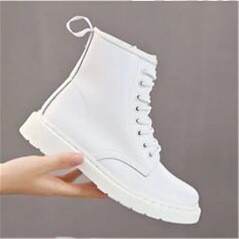 Genuine Leather Sneakers Women Ankle Boots Female Autumn Winter Warm Shoes Woman Couple Motorcycle White Plus 35-44 45 46 | Обувь