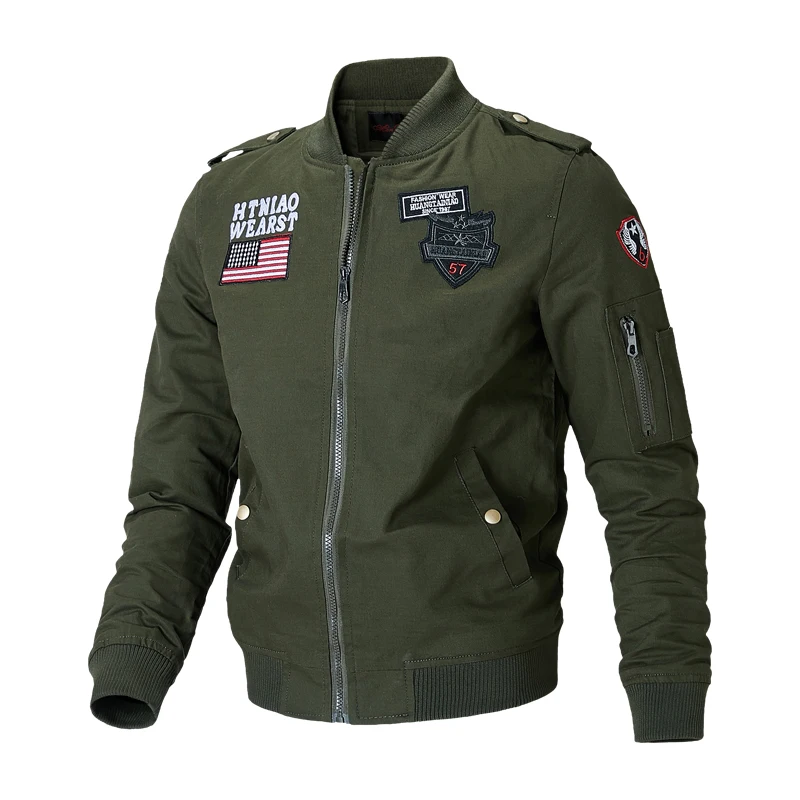 Мужская куртка бомбер в стиле милитари осенняя хлопковая сафари солдата MA 1