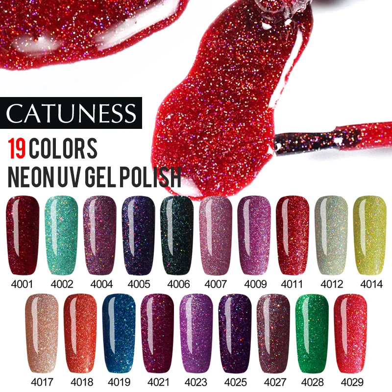 Неоновый Гель лак для ногтей CATUNESS маникюра с блестками звездное небо блестящий