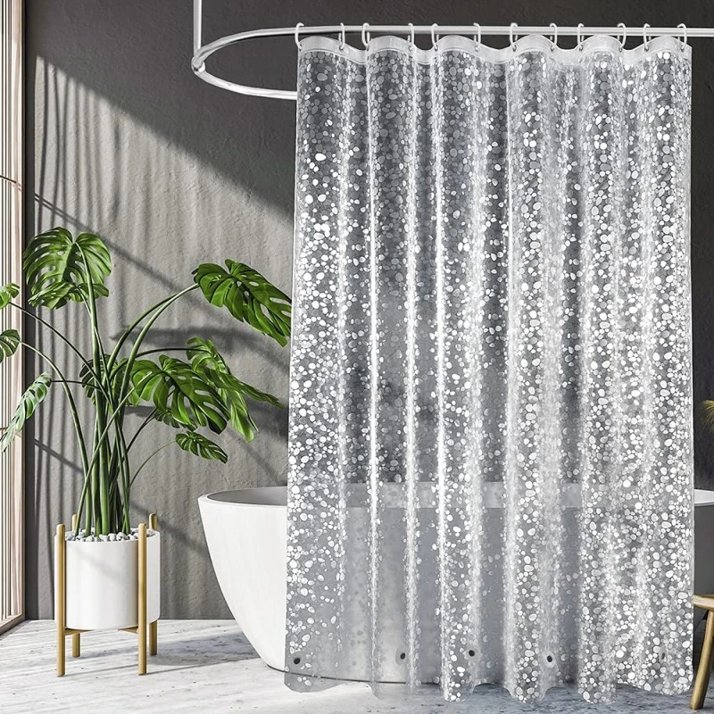 

EVA Waterproof 3D Shower Curtain Transparent Bath Curtains Modern Cobblestone Pattern Mildew Bathroom Curtain with 12 Hooks