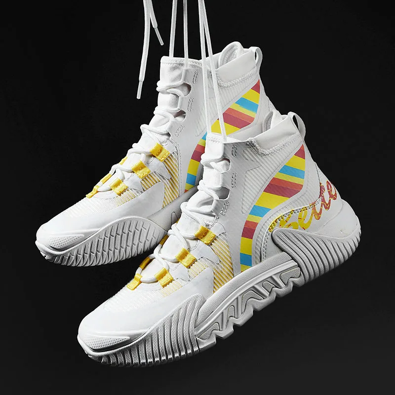 

Explosive Breathable High-top Basketball Shoes Non-slip Mens Sports Shoes Hard-Wearing Soft Sole Fashion Large Size Trendy Shoe