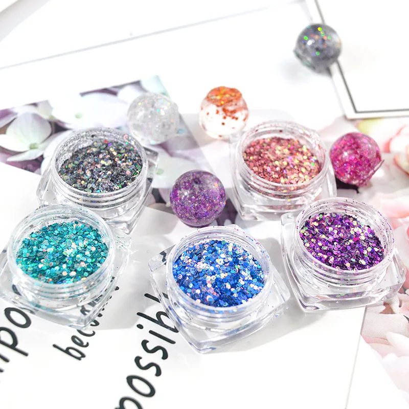 

Hot Sell Hexagon Laser Glitter Sequins Epoxy Resin Casting Mould DIY Filler For Jewelry Accessories Makeing Filling Glitter