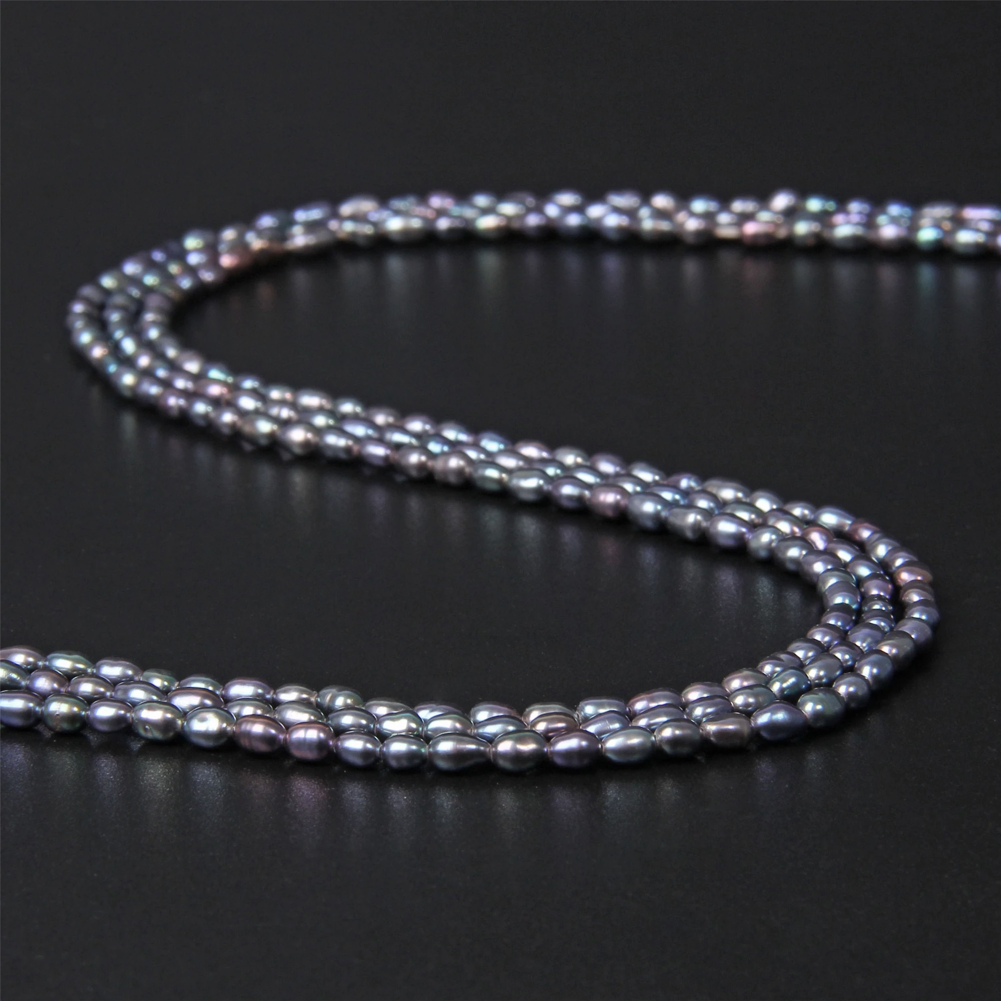 2 8-3 мм АА класса Овальный натуральный красочный блеск черный жемчуг бусины