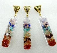 retro colorful chips natural stone lapis amethysts chakra orgone energy beads pendulum amulet reiki healing pendant necklace 1pc