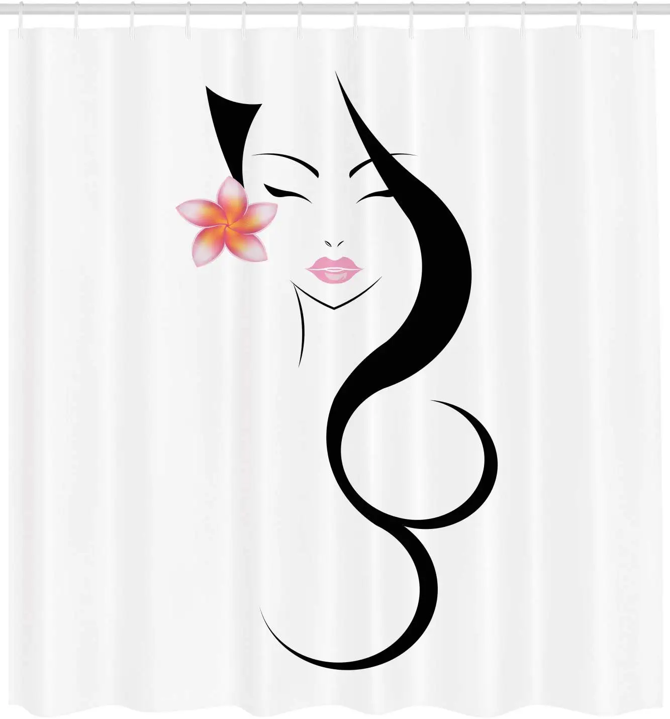 

Занавеска для душа в парикмахерскую, традиционная азиатская красавица с цветком лотоса, украшенная длинными волосами, набор для украшения ...