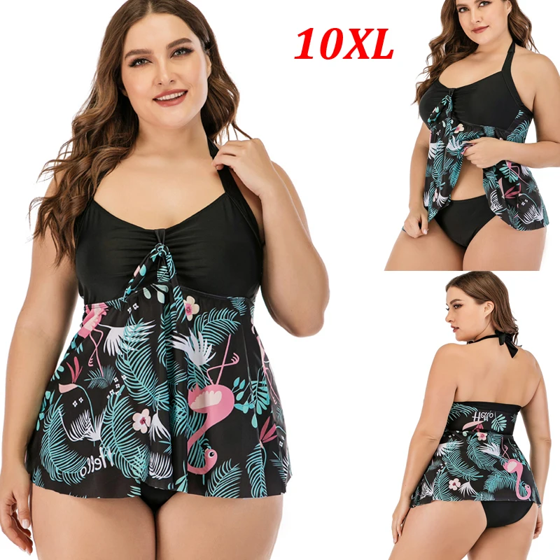 

2021 New OverSize 10XL Women's Swimsuit Summer Swimwear Tankini Set Female Hot spring Clothing Beach Wear
