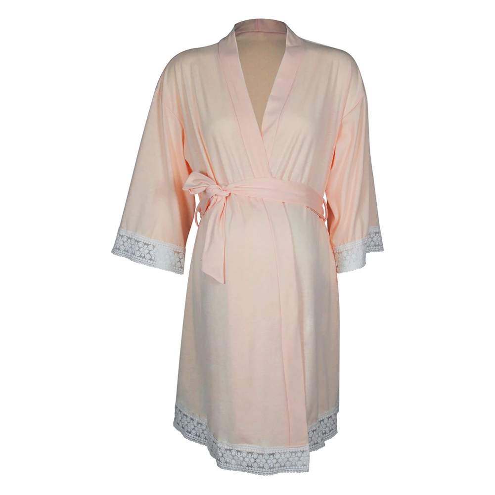 Повседневный халат для беременных женщин однотонный с рукавом 3/4 бандажная