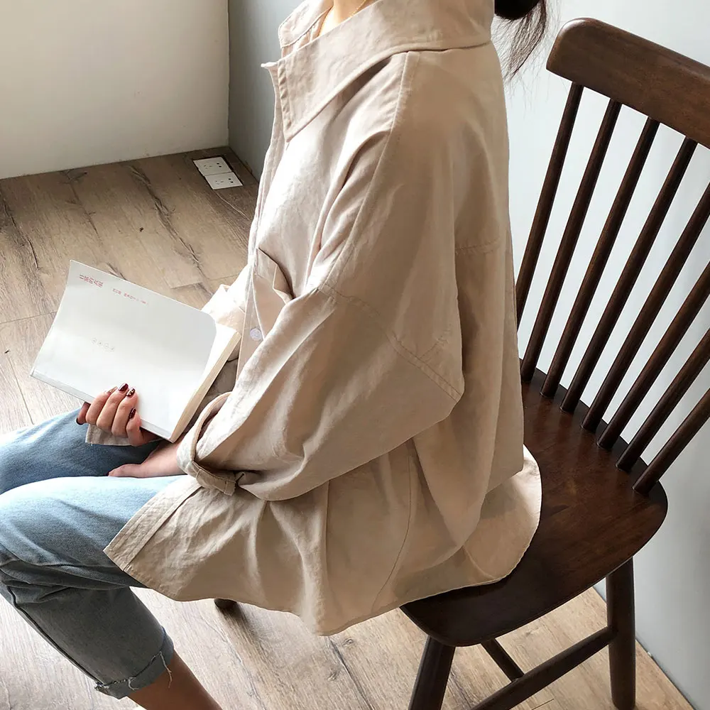 

Gentillove 2021 Women Spring Summer Casual Basic Turn Down Collar Minimalist T-Shirts Tops Loose Buttons Pocket Solid Blouses
