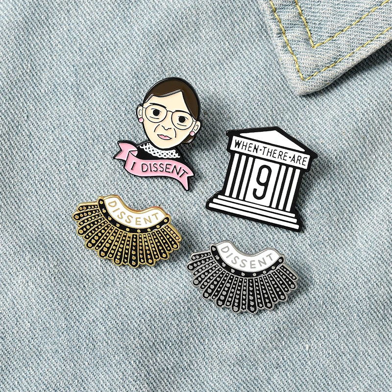 

Supreme Court Enamel Pins Ginsburg Justice Brooches Lapel Badges Memorial Character Wholesale Pin Jewelry Gifts for Friend