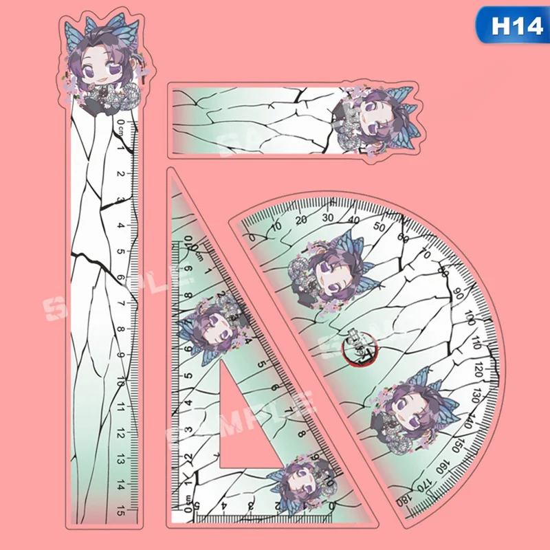 

4Pcs/Set New Style Anime Demon Slayer: Kimetsu No Yaiba Cosplay Ruler Set Measuring Scale Students Cartoon Measure Ruler Gift