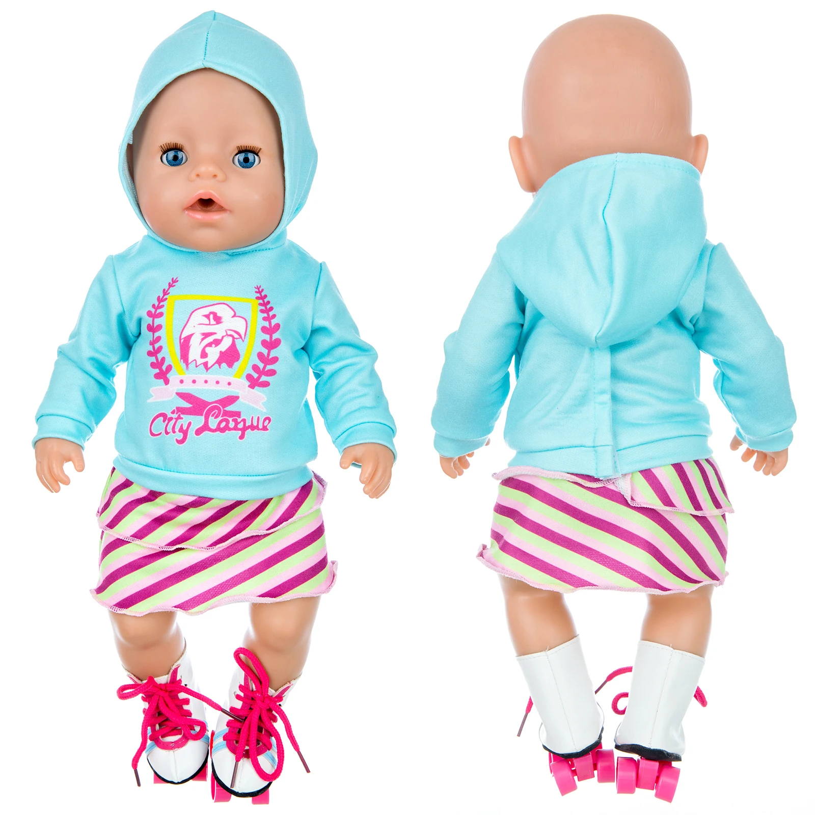 

Baby New Born Fit 17 inch 43cm Doll Clothes Accessories Leisure Grid Suit For Baby Birthday Gift