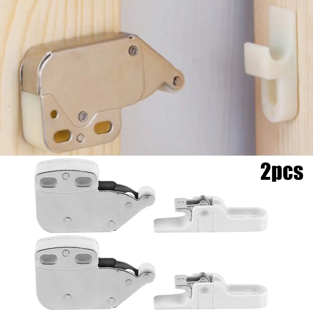 

2Pcs Mini Touch Latch Automatic Spring Push Catch Bounce Lock For Cabinet Cupboard Doors Furniture Hardware Accessories