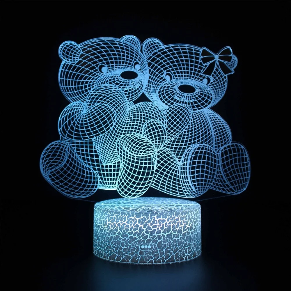

Gift To Girlfriend Bedroom Love Bear Series 3d Night Lamp Colorful Touch Remote Control Desk Valentine's Day Visual Cute Unique