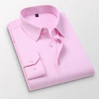 Мужская весенне-осенняя деловая рубашка TFETTERS, розовая приталенная деловая рубашка из полиэстера с длинным рукавом
