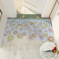 Sunflower Pattern PVC Anti-slip Rug Kitchen Bedroom Bath Living Room Carpet Home Hallway Door Rug Custom Size Entrance Door Rug