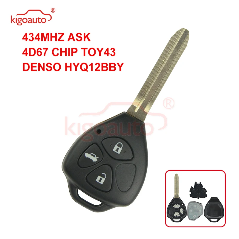 Kigoauto DENSO HYQ12BBY дистанционный ключ TOY43 3 кнопки для Toyota Camry Corolla Автомобильный 2006 2007