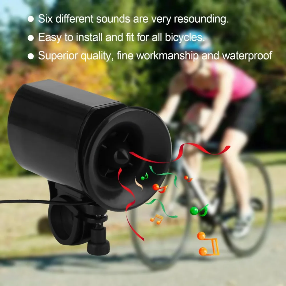 

Black 6 Sounds Super Loud Ultra-loud Electronic Bicycle Bell Bike Horn Siren Bike alarm Bicycle Electron Bell Horn