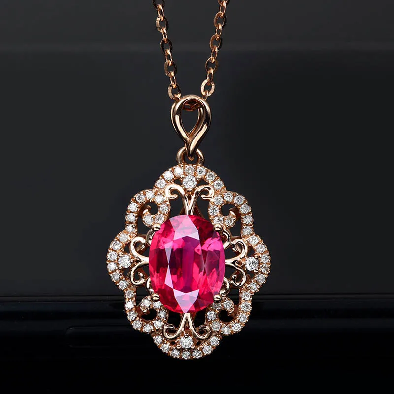 Jellystory Luxury Silver 925 Necklace with Oval Shaped Ruby Zircon Gemstones Pendant Jewellery for Women Wedding Gifts Wholesale | Украшения