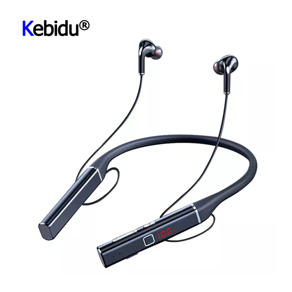 

Bluetooth-наушники KEBIDU, Беспроводные стереонаушники на шею с микрофоном и магнитной картой TF, 80 часов работы