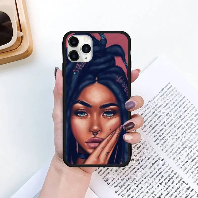 

african girl art pattern Phone Case for iPhone 11 12 mini pro XS MAX 8 7 6 6S Plus X 5S SE 2020 XR Luxury brand shell funda
