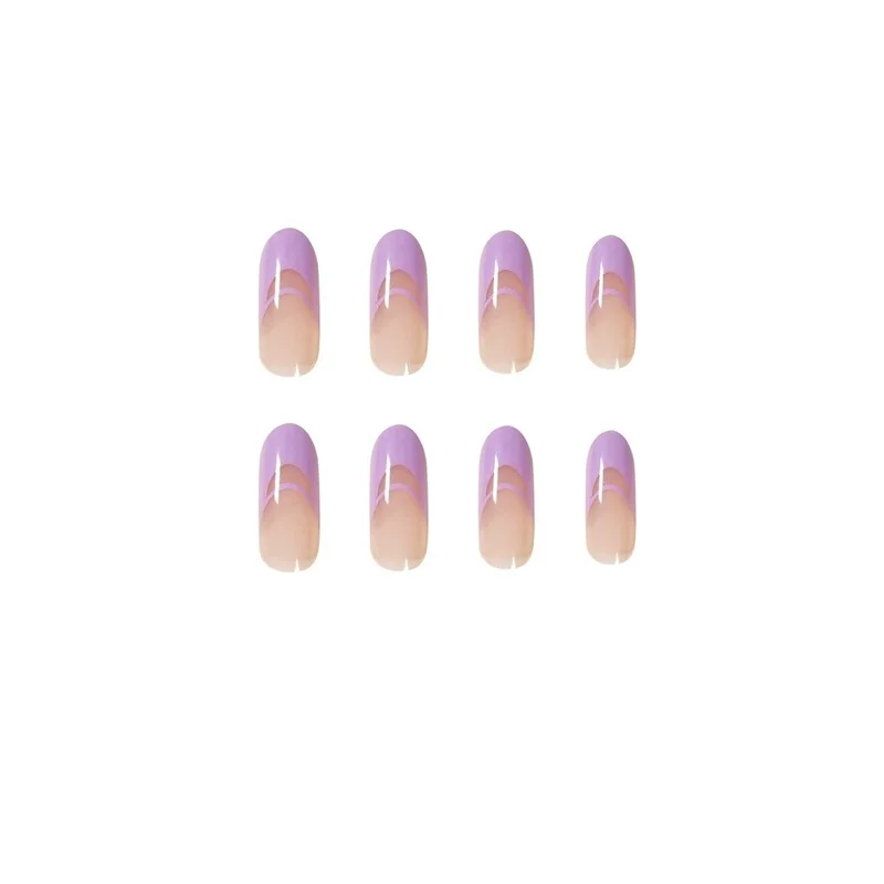 

2021 ins latest popular light purple simple French style wearing manicure finished product fake Nail Manicure patch