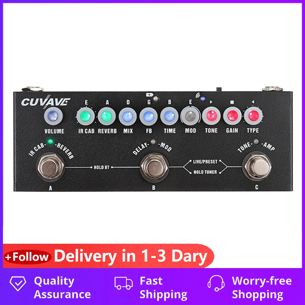 

Cuvave Cube Baby Multi Effects Pedal with 8 Ir Cabinet Simulation with Reverb Delay Chorus Phaser Tremolo Effect