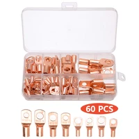 60pcs sc6 68 10 68 16 68 25 68 copper cable lug kit bolt hole tinned cable lugs battery terminals wire connector kit