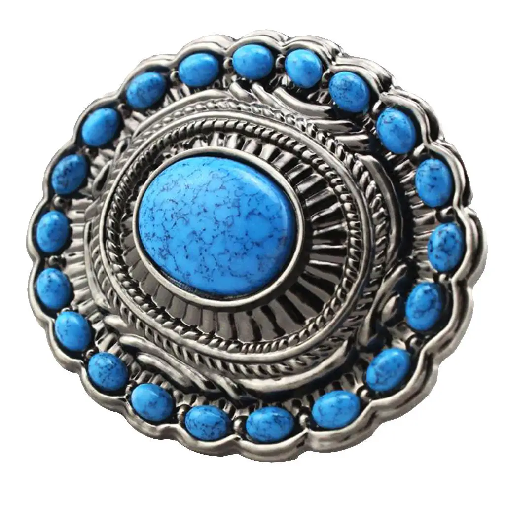 

prettyia Fashion Elements Horse Belt Buckle Cowboy Zinc Alloy Belt Buckle With Oval Turquoise Beads Apparel Accessories