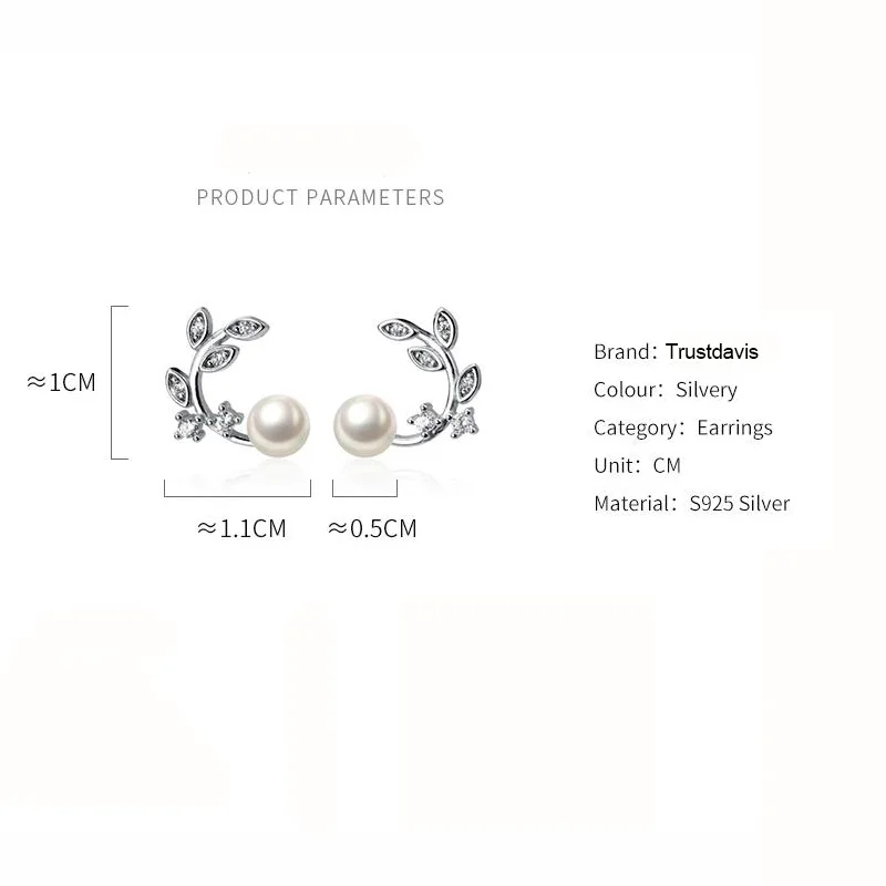 Женские серебряные серьги-гвоздики с искусственным жемчугом Trustdavis серебро 925