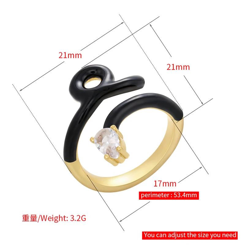 

ZHUKOU NEW Snake rings for women 18Kgold plated CZ crystal Enamel women rings Curled Snake Ring fashion Jewelry wholesale VJ149