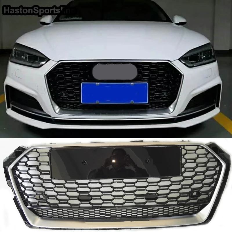 

For RS5 Quatt Style Front Sport Honeycomb Hood Grill for Audi A5 S5 Sline 2016-2020 Car Styling Accessories