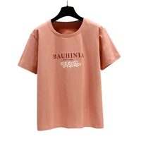 short sleeved t shirt womens cotton 2021 summer new style korean style top slim student print wn