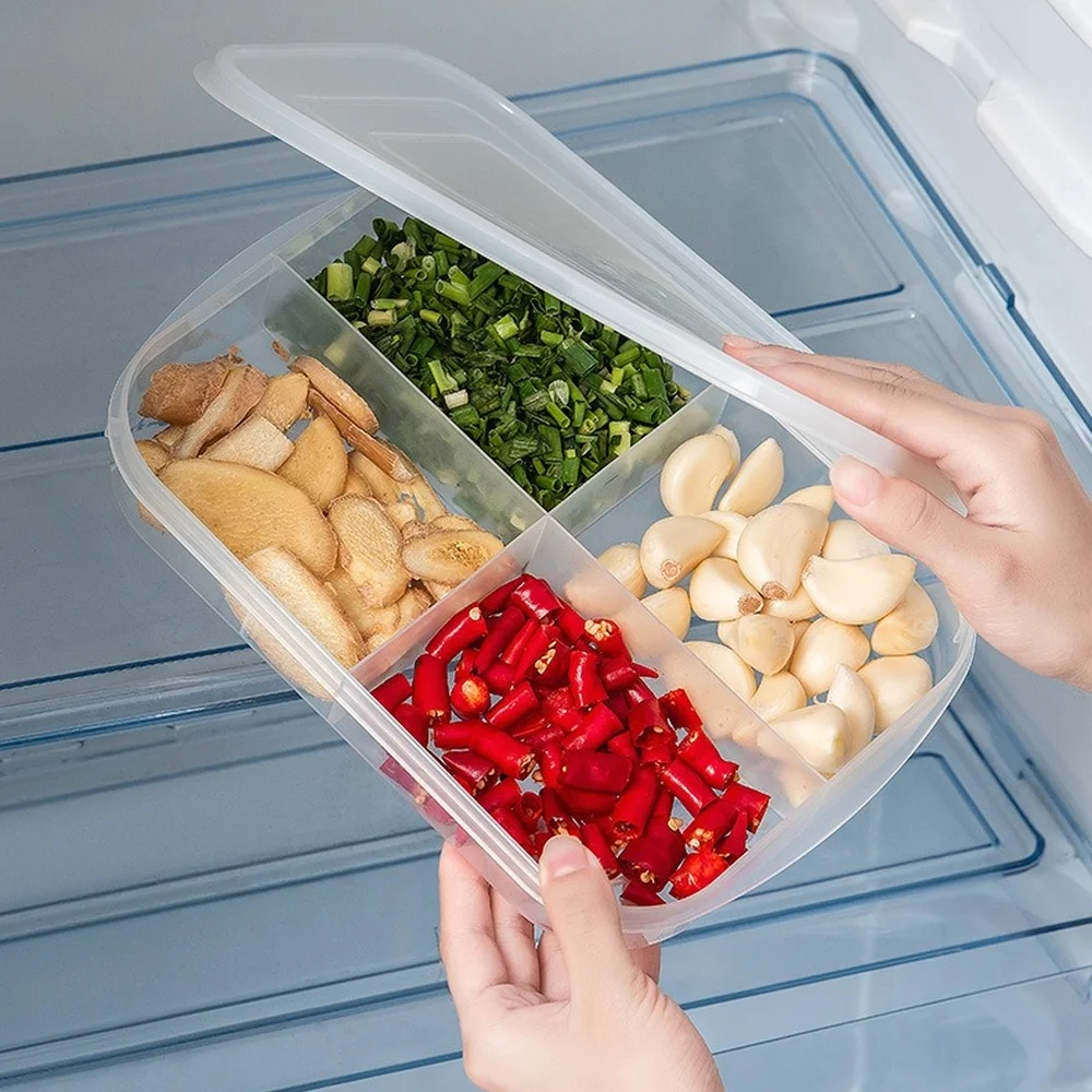 

Sealed Meat Frozen Four-cell Fresh-keeping Box With Lid Refrigerated Microwave Oven Heated Storage Box For Fruits And Vegetables