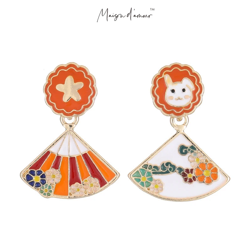 

Fall Winter 2020 New Lovely Cute Drip Oil Alloy Delicate Women Stud Earrings Sterling Silver 925 Japanese Style Women Jewelry