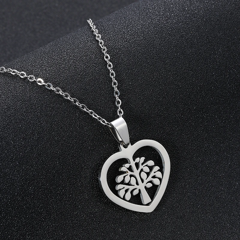 Колье из нержавеющей стали с маленьким круглым кулоном Древо жизни|Ожерелья