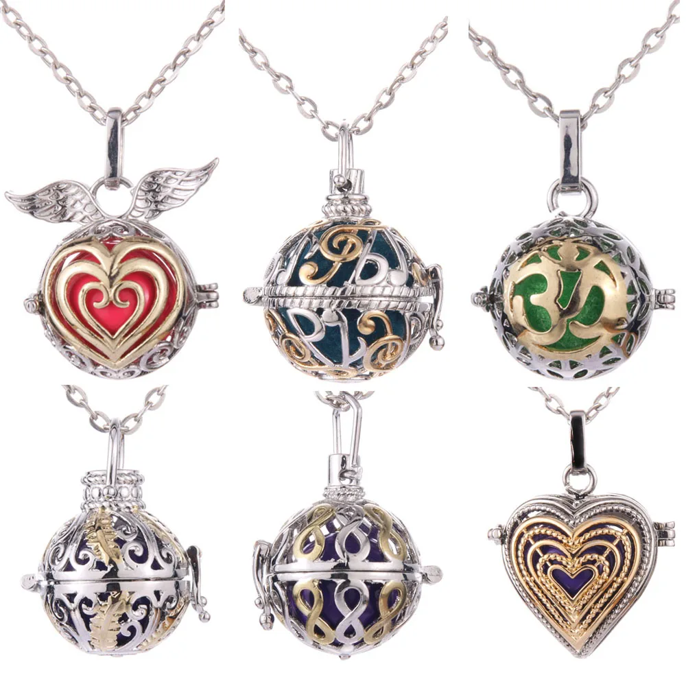 Двухцветное ожерелье в форме сердца для ароматерапии Музыкальный шар