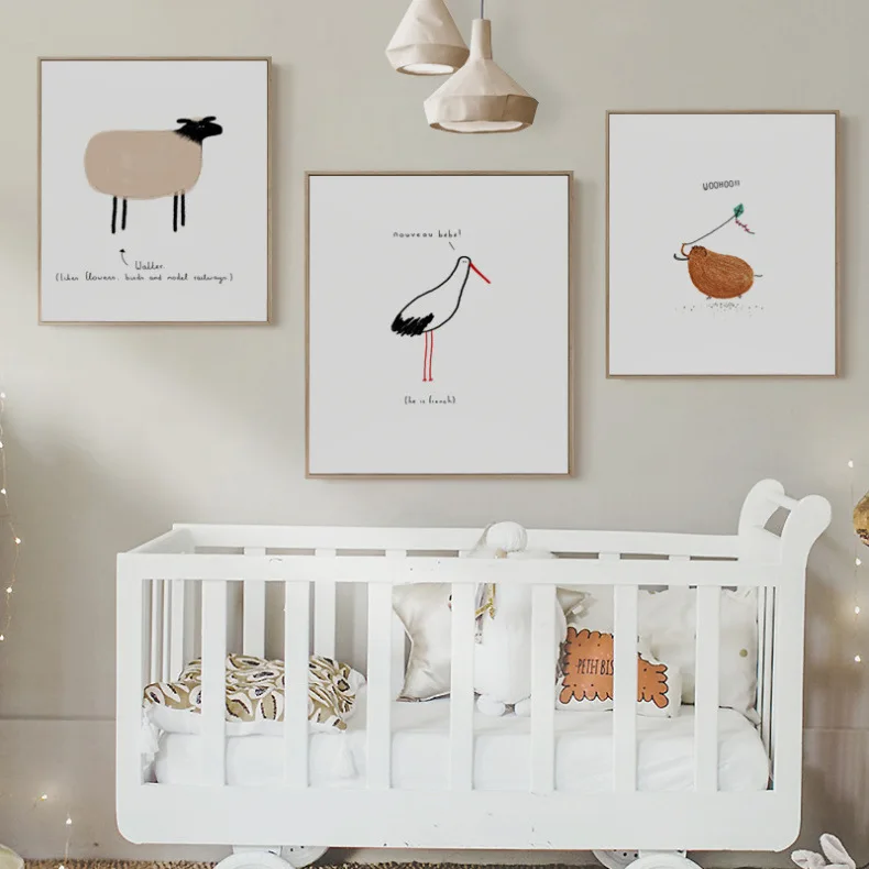 

No Frame Animal Posters Canvas Art Painting Wall Art Nursery Decorative Picture Nordic Style Kids Living Room Bedroom Decor