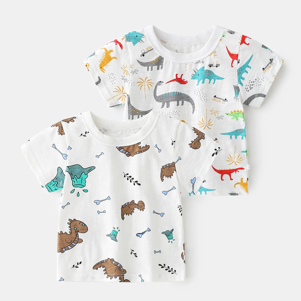 

New 2021 Kids Boys T Shirts Cartoon Dinosaur Print Short Sleeve T-Shirt Cotton Baby Boys Summer Casual O-neck Tops Clothing