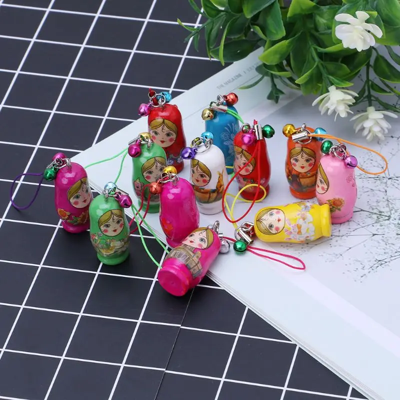 

57EE New Cute Russian Nesting Dolls Matryoshka Doll Keychain Phone Hanger Bag Gifts