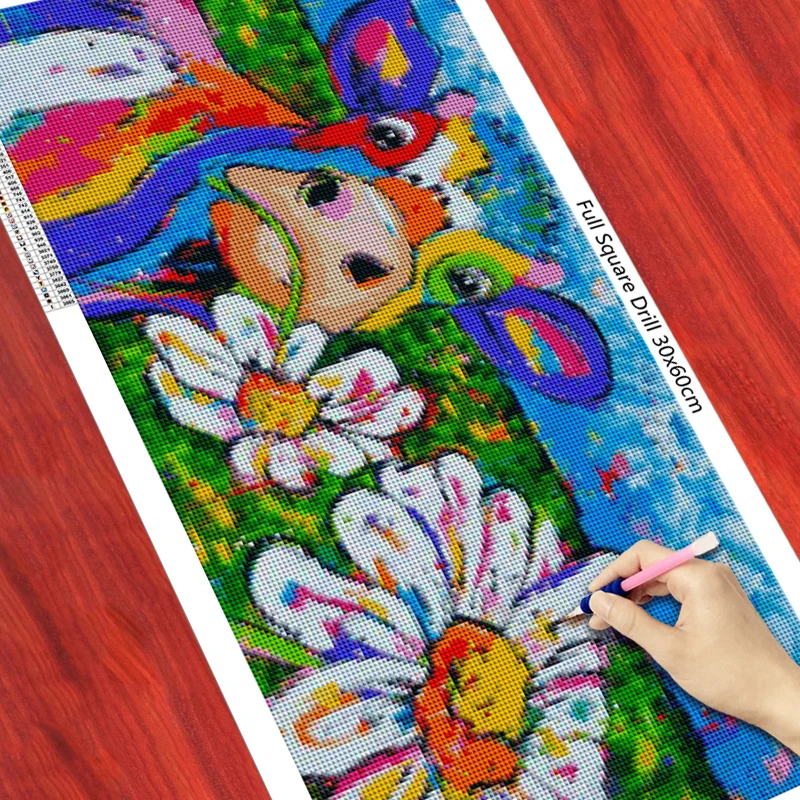 Алмазная живопись животные крупный рогатого скота красочная корова цветок жираф