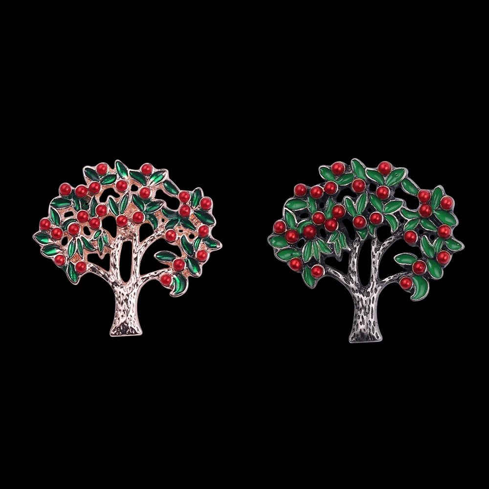 Креативный дизайн брошь в виде дерева жизни металлический значок с красными