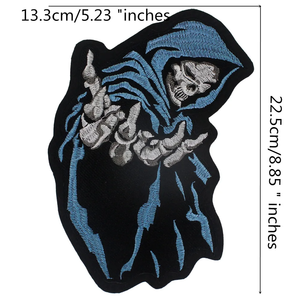 Вышитый череп большие нашивки на спину байкерские куртки мотоциклетная жилетка