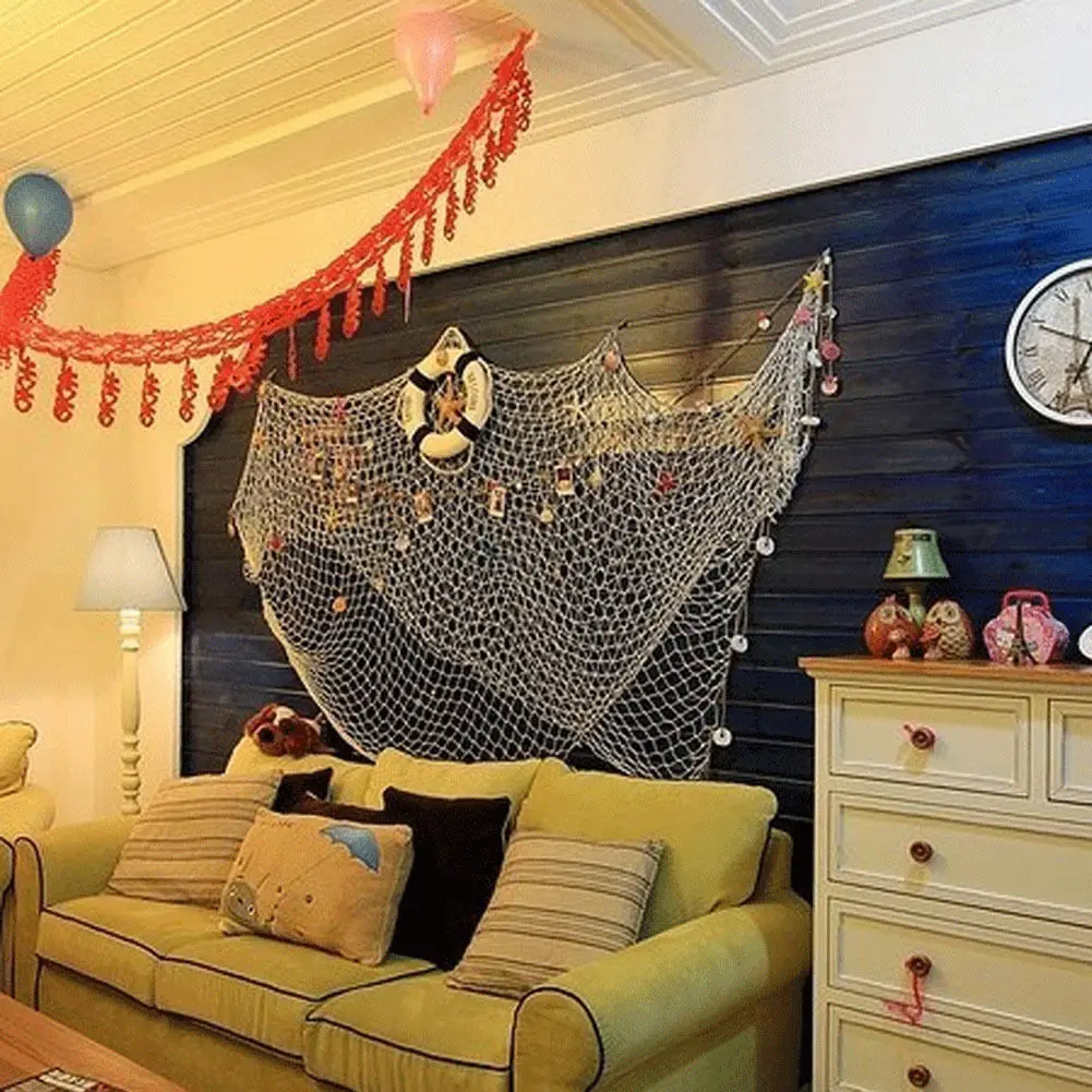 

Decorative Nautical Fishing Net Sea Shell Starfish Hanging Home Wall Decoration Nautical Ocean Theme