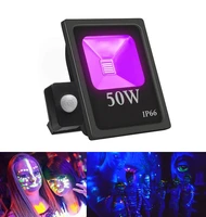 10w 20w 30w 50w uv led floodlight with pir motion sensor waterproof ultra violet black light party disco neon stage lighting
