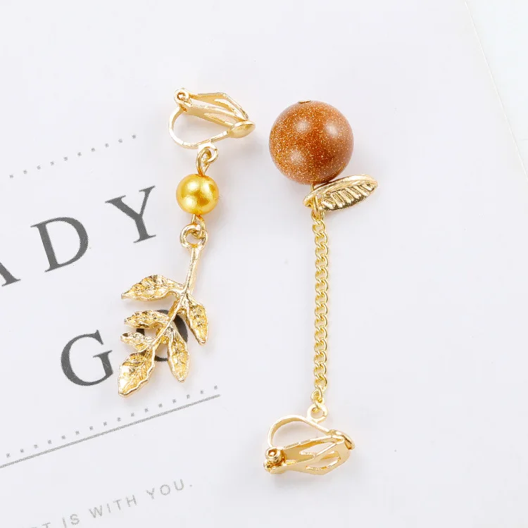 Крупные женские Асимметричные красные бусины с сетчатыми листьями без ушных