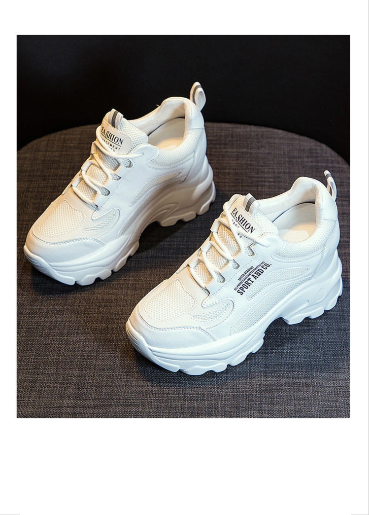 

Increased thick-soled women's shoes spring and summer new style mesh surface all-match casual sports increased off white shoes