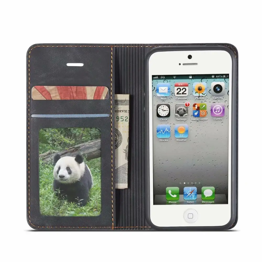 Деловой кожаный флип-чехол для iPhone SE 5, 5S, 6, 7, 8 Plus, X, XS, XR, 11 Pro Max, мягкий силиконовый чехол из ТПУ, держатель для карт, кошелек, чехол